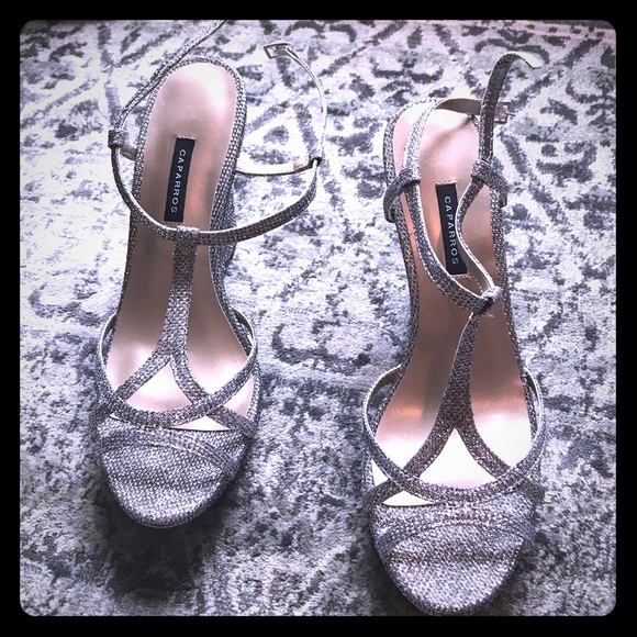 Caparros Shoes - Silver sparkle caparros wedding wedges